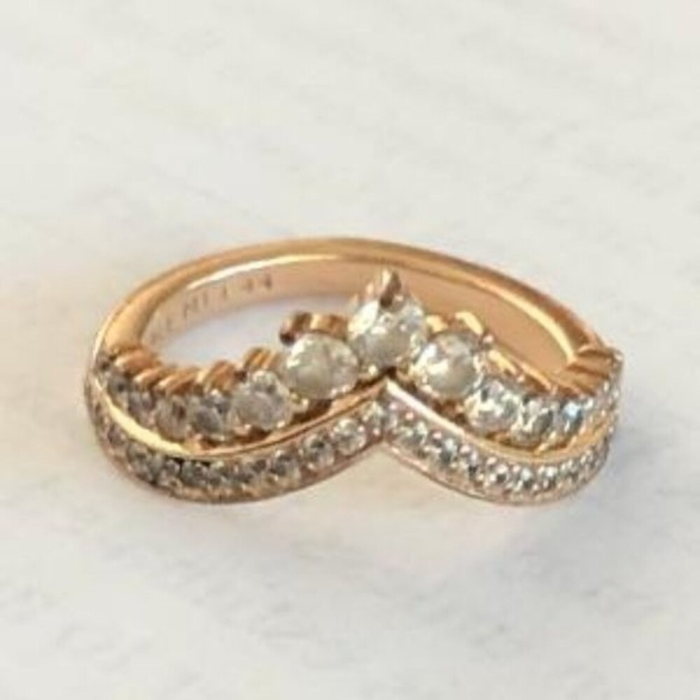 PANDORA ROSE PRINCESS WISHBONE RING SZ 44 (3) - Picture 2 of 3